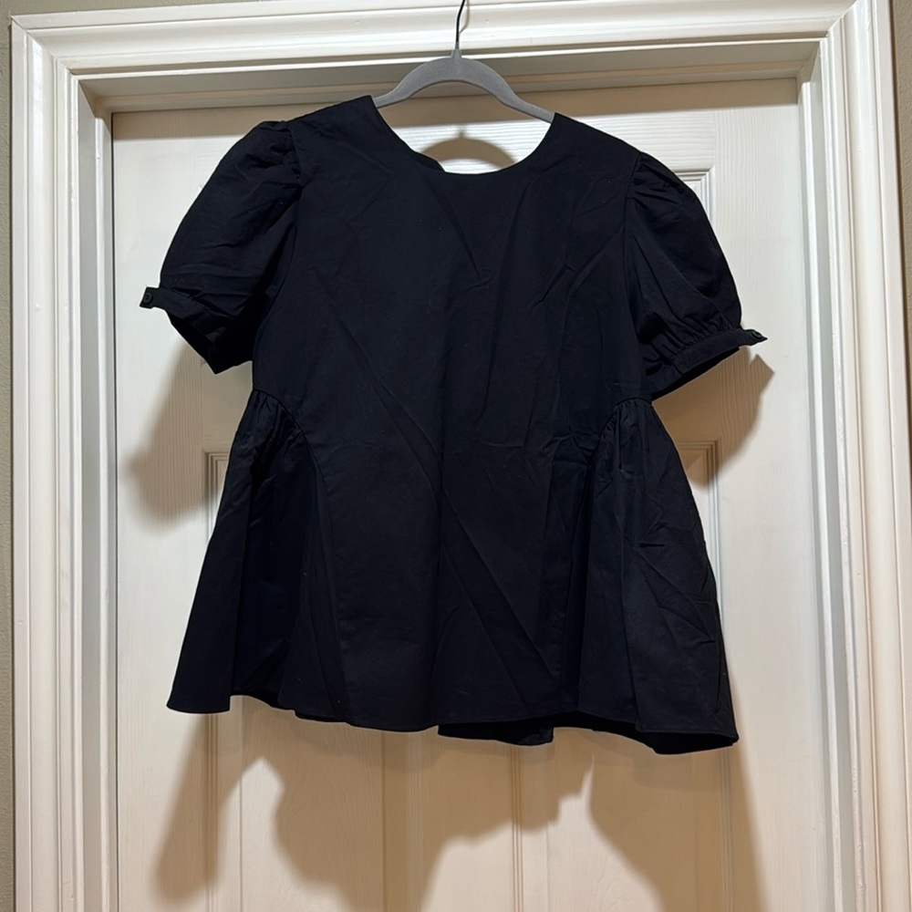 Commander Place Tie Back Black Blouse